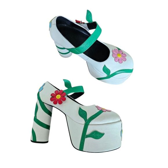 dELiA*s Floral Retro Thru The Motions Platform Flower Mary Janes Shoes size 7 - Picture 2 of 11